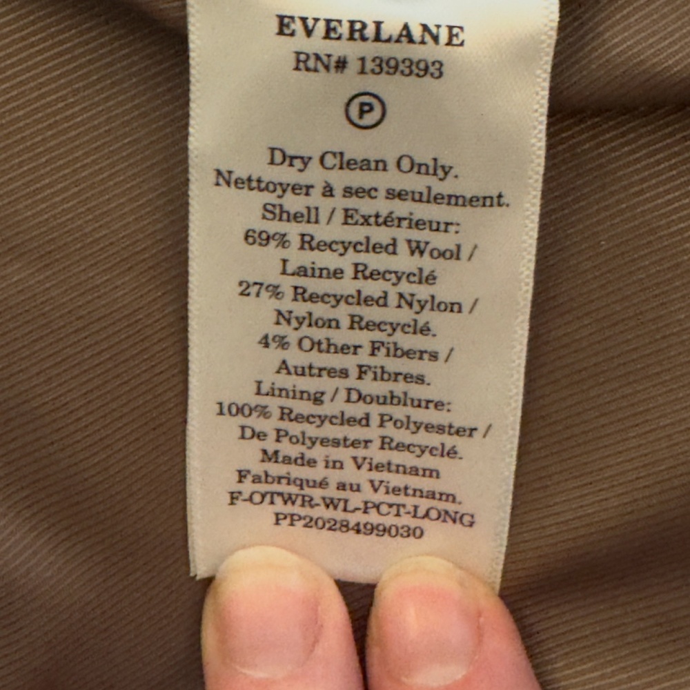 Everlane Italian ReWool Wool Peacoat Winter Coat Jacket Brown Plaid Size 12 - Picture 5 of 9